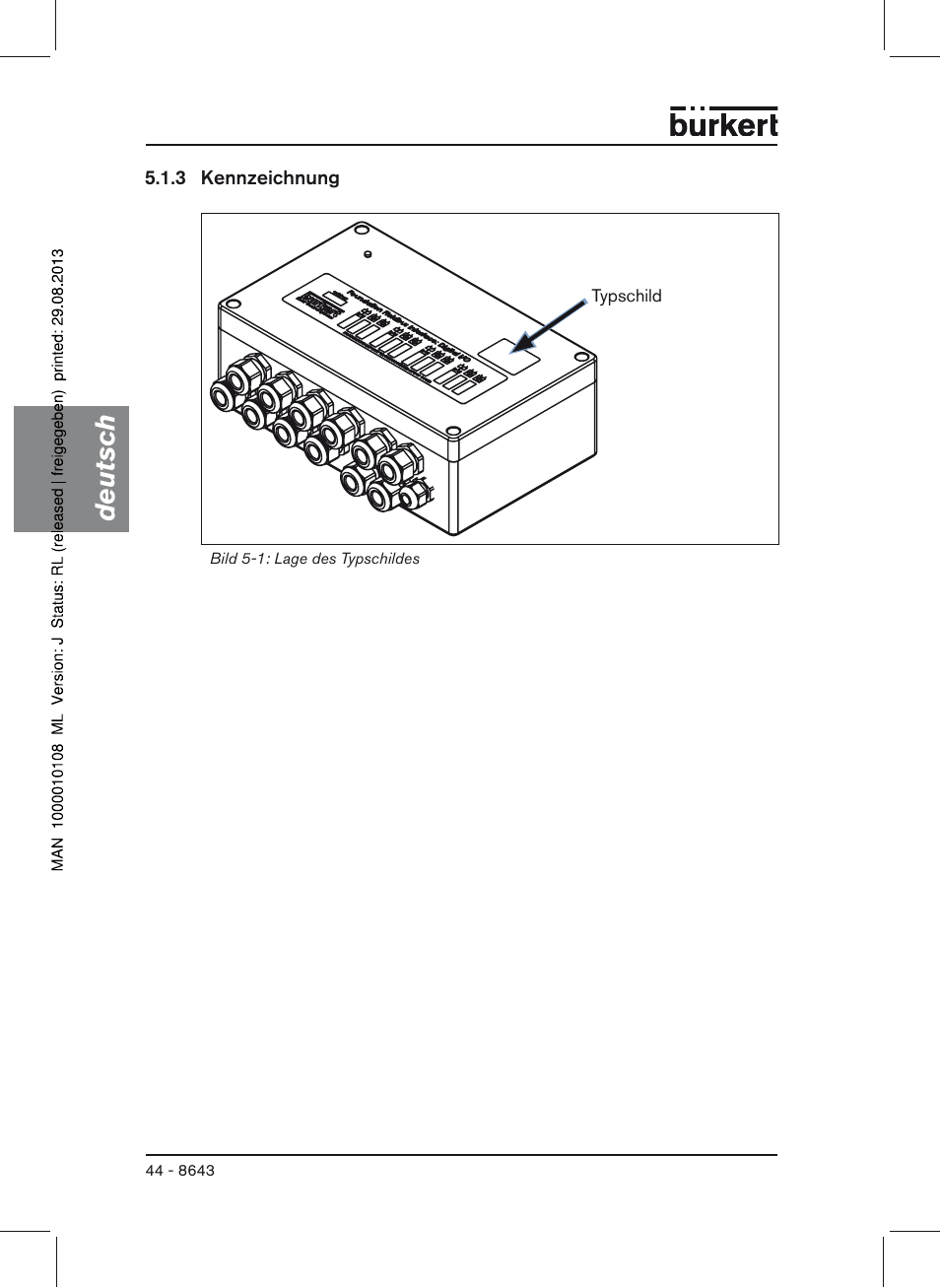 Deutsch | Burkert Type 8643 User Manual | Page 44 / 124