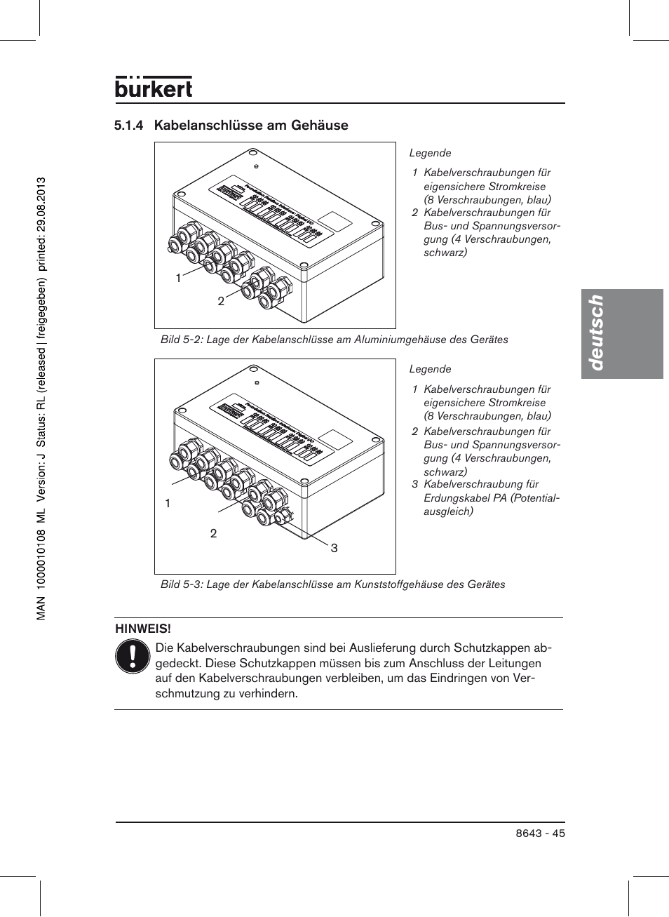 Deutsch | Burkert Type 8643 User Manual | Page 45 / 124