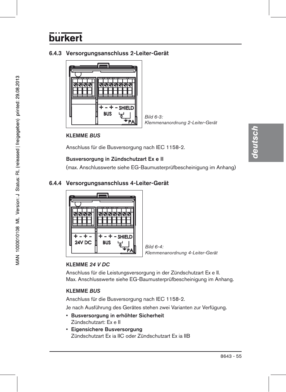 Deutsch | Burkert Type 8643 User Manual | Page 55 / 124