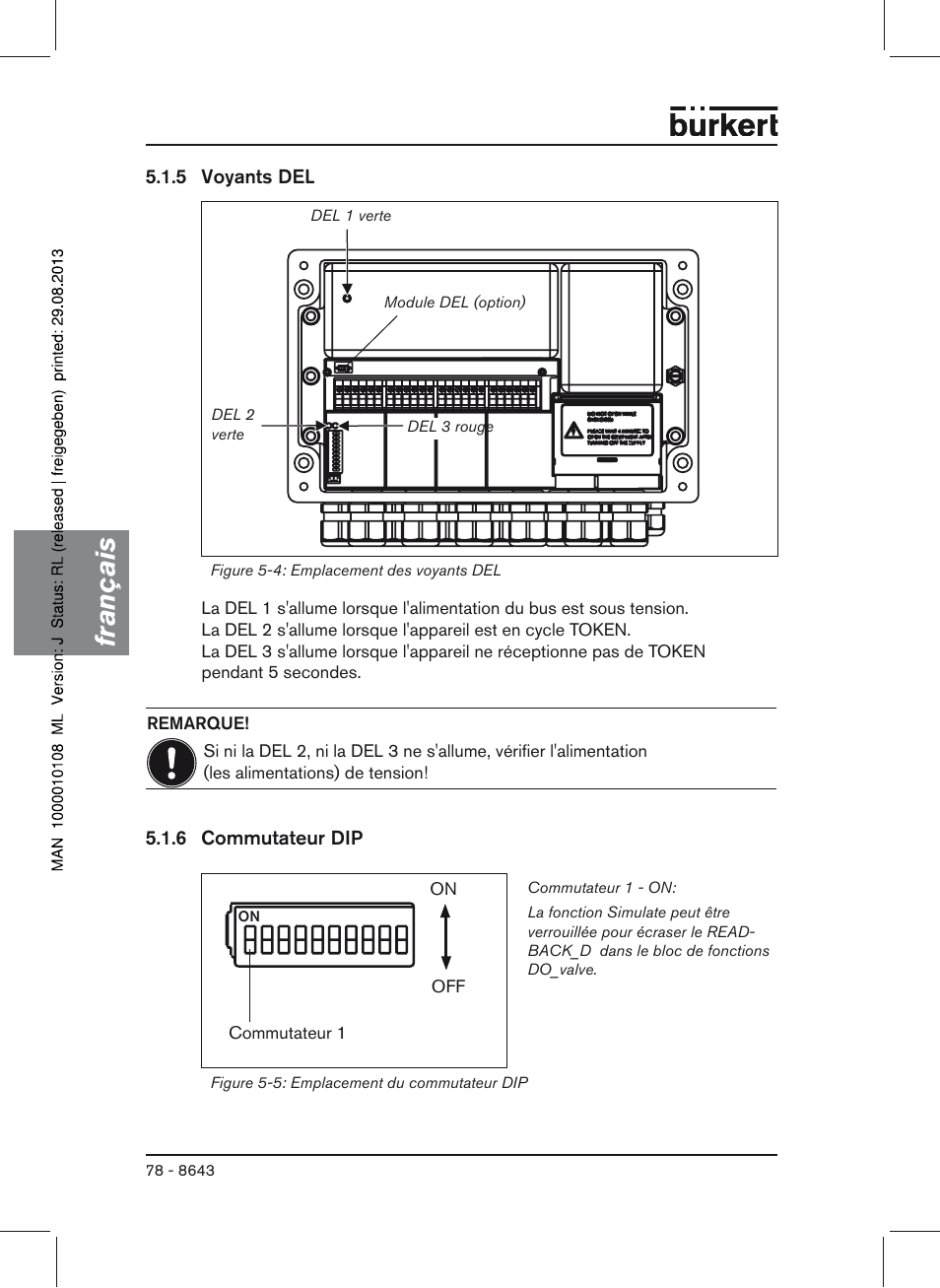 Français | Burkert Type 8643 User Manual | Page 78 / 124