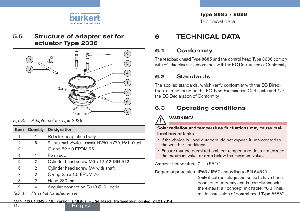 6technical data | Burkert Type 8686 User Manual | Page 10 / 130