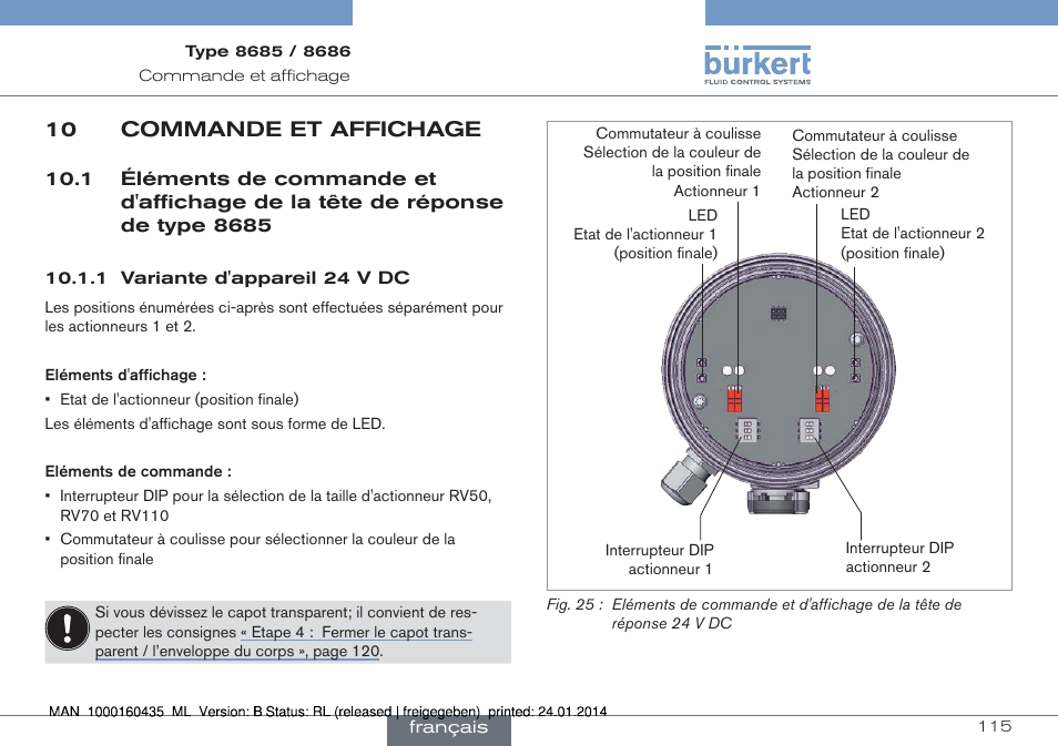 10 commande et affichage | Burkert Type 8686 User Manual | Page 115 / 130