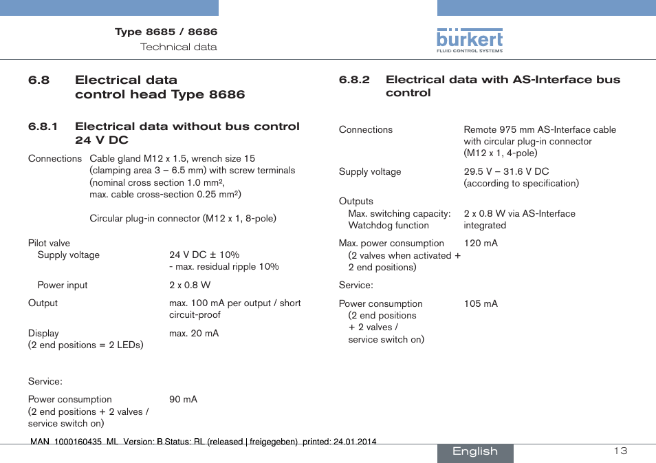 Burkert Type 8686 User Manual | Page 13 / 130