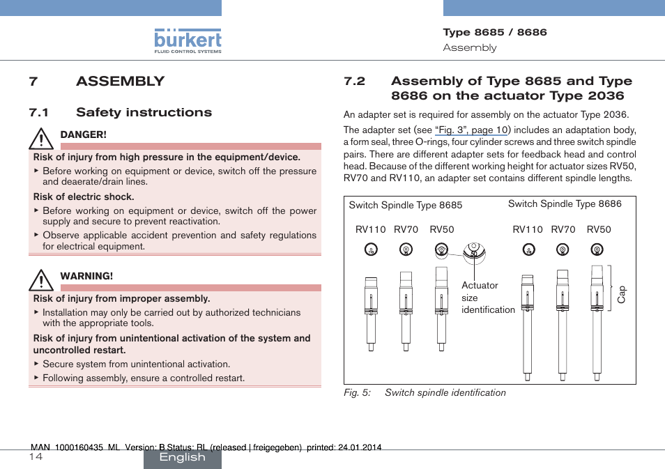 7assembly | Burkert Type 8686 User Manual | Page 14 / 130