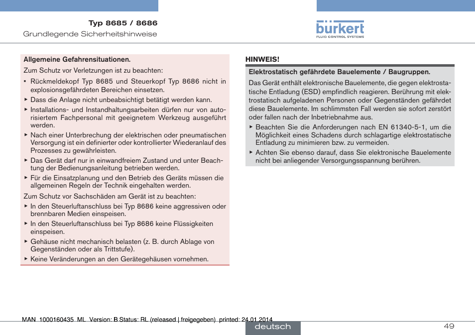 Burkert Type 8686 User Manual | Page 49 / 130