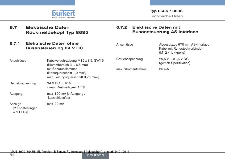 Burkert Type 8686 User Manual | Page 54 / 130