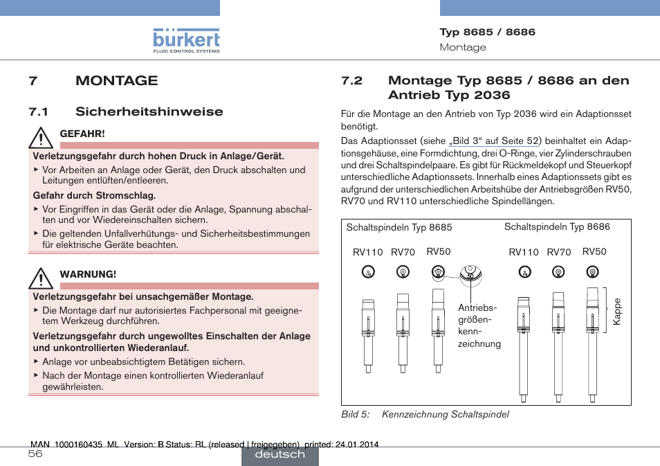 7montage | Burkert Type 8686 User Manual | Page 56 / 130