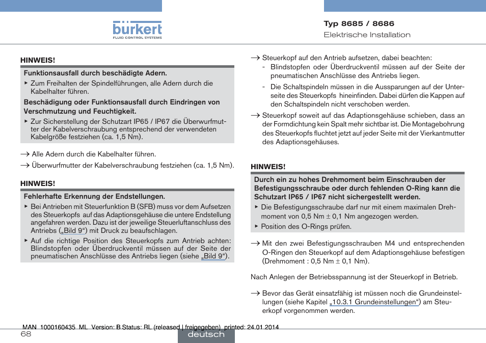 Burkert Type 8686 User Manual | Page 68 / 130