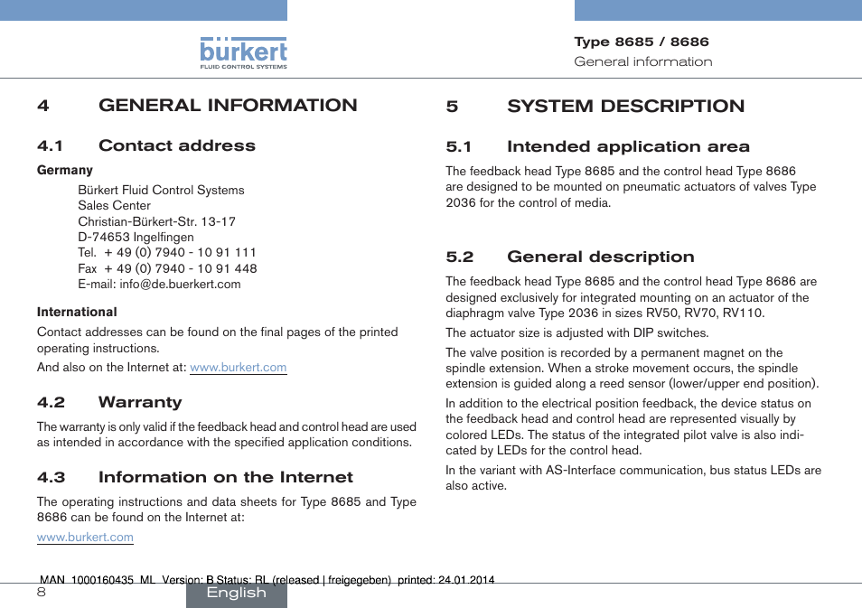 Burkert Type 8686 User Manual | Page 8 / 130