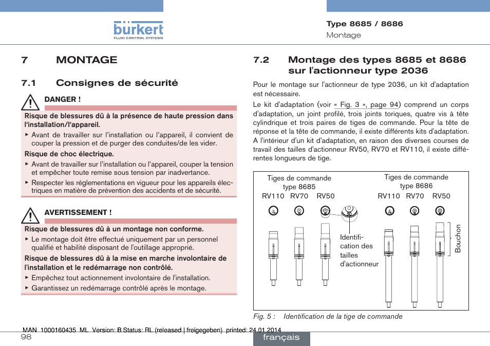 7montage | Burkert Type 8686 User Manual | Page 98 / 130