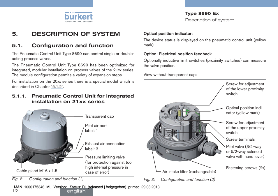 Description of system, Configuration and function | Burkert Type 8690 User Manual | Page 12 / 100