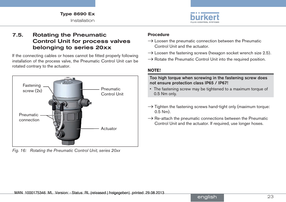 Belonging to series 20xx | Burkert Type 8690 User Manual | Page 23 / 100