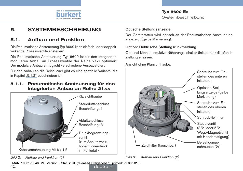 Systembeschreibung, Aufbau und funktion | Burkert Type 8690 User Manual | Page 42 / 100