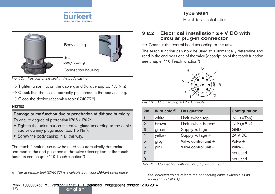 Burkert Type 8691 User Manual | Page 18 / 88