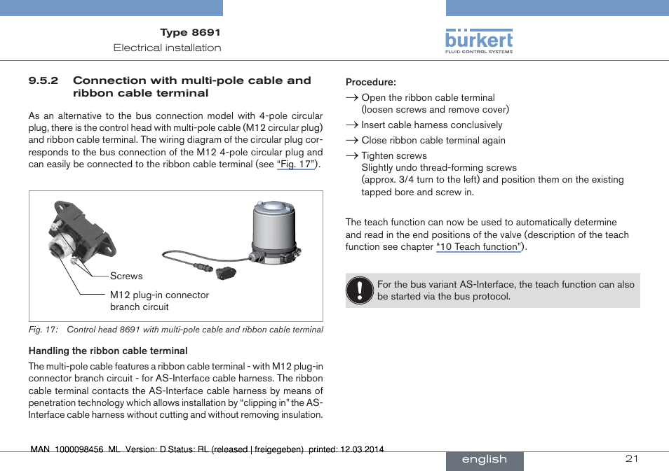 Burkert Type 8691 User Manual | Page 21 / 88