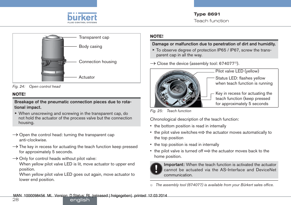 Burkert Type 8691 User Manual | Page 28 / 88