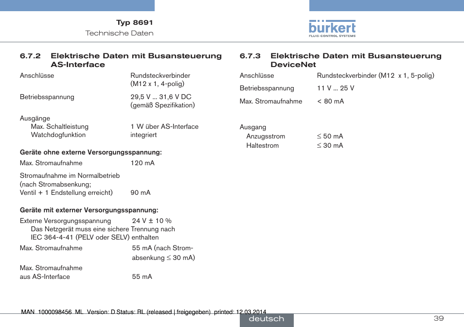 Burkert Type 8691 User Manual | Page 39 / 88