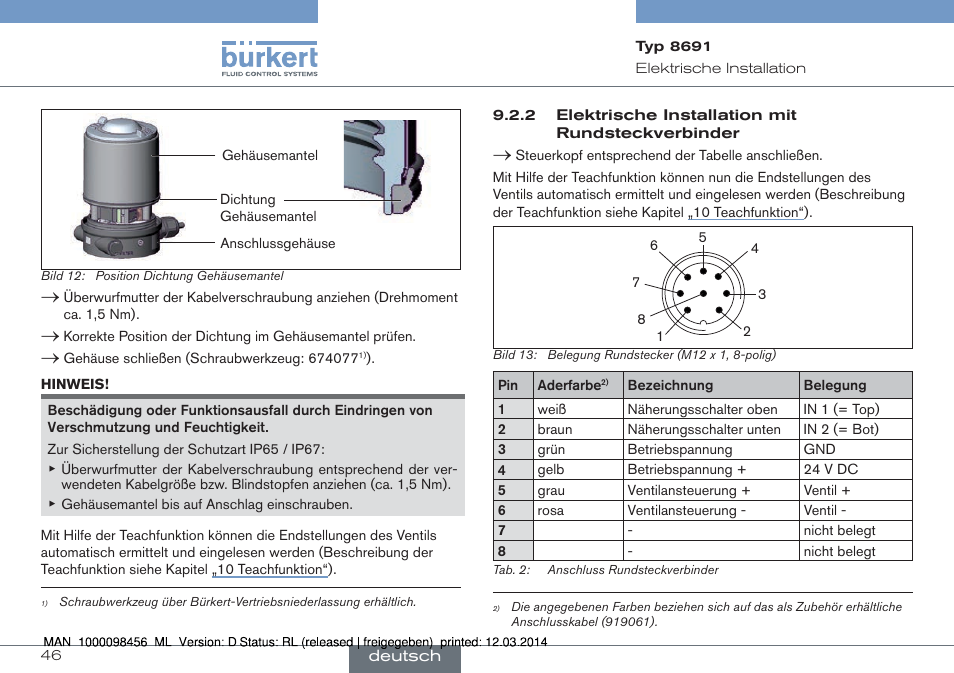 Burkert Type 8691 User Manual | Page 46 / 88
