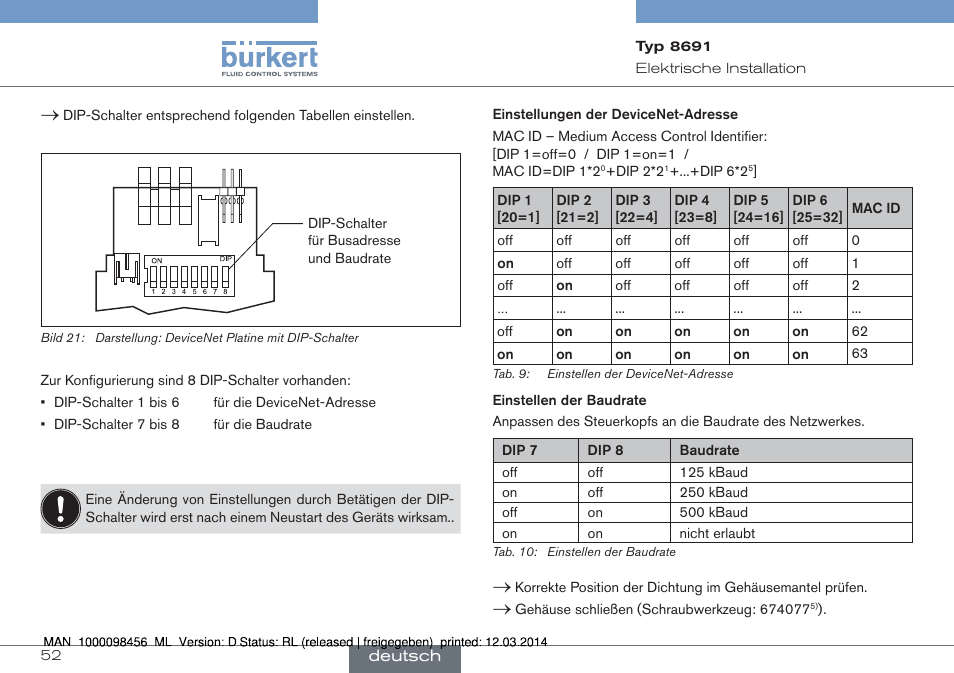 Burkert Type 8691 User Manual | Page 52 / 88
