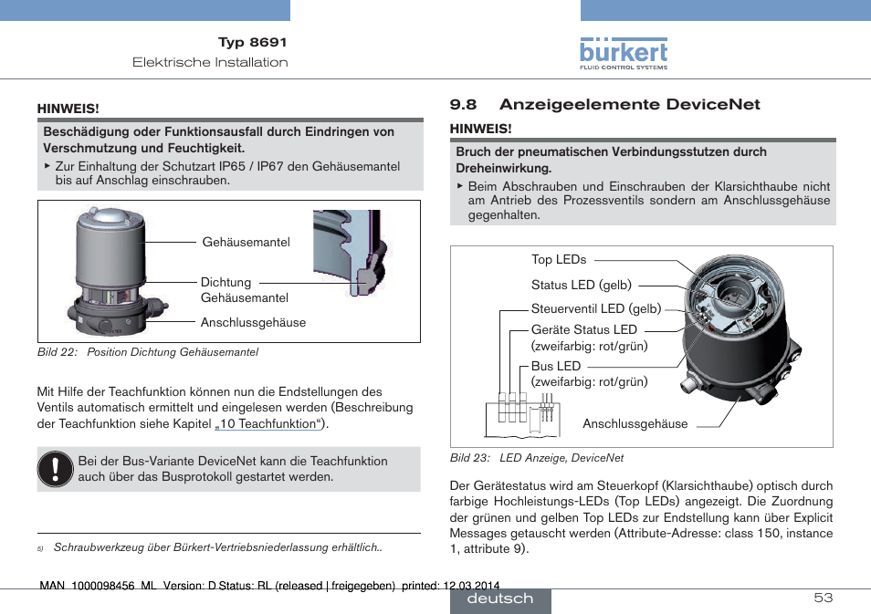 8 anzeigeelemente devicenet | Burkert Type 8691 User Manual | Page 53 / 88