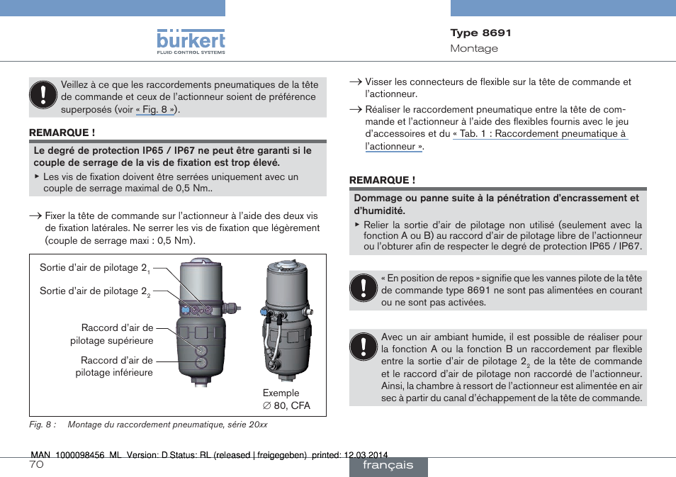 Burkert Type 8691 User Manual | Page 70 / 88