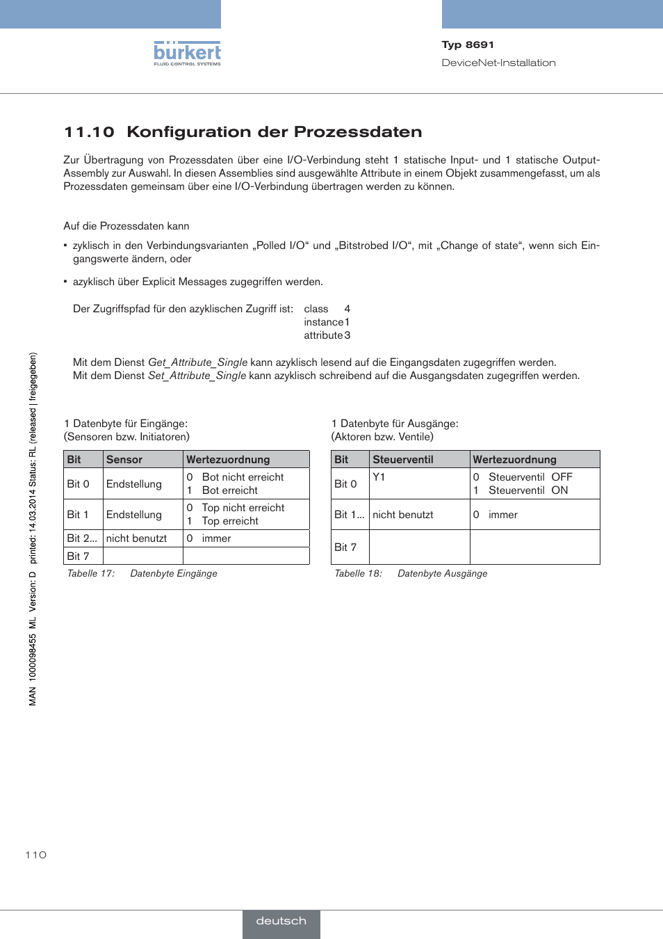 10 konfiguration der prozessdaten | Burkert Type 8691 User Manual | Page 110 / 184