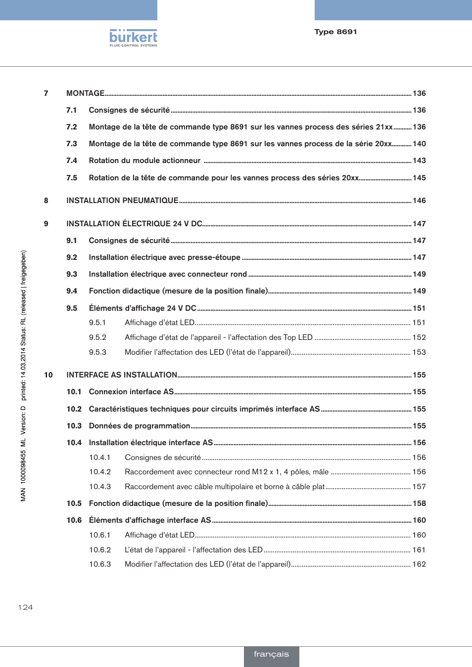 Burkert Type 8691 User Manual | Page 124 / 184