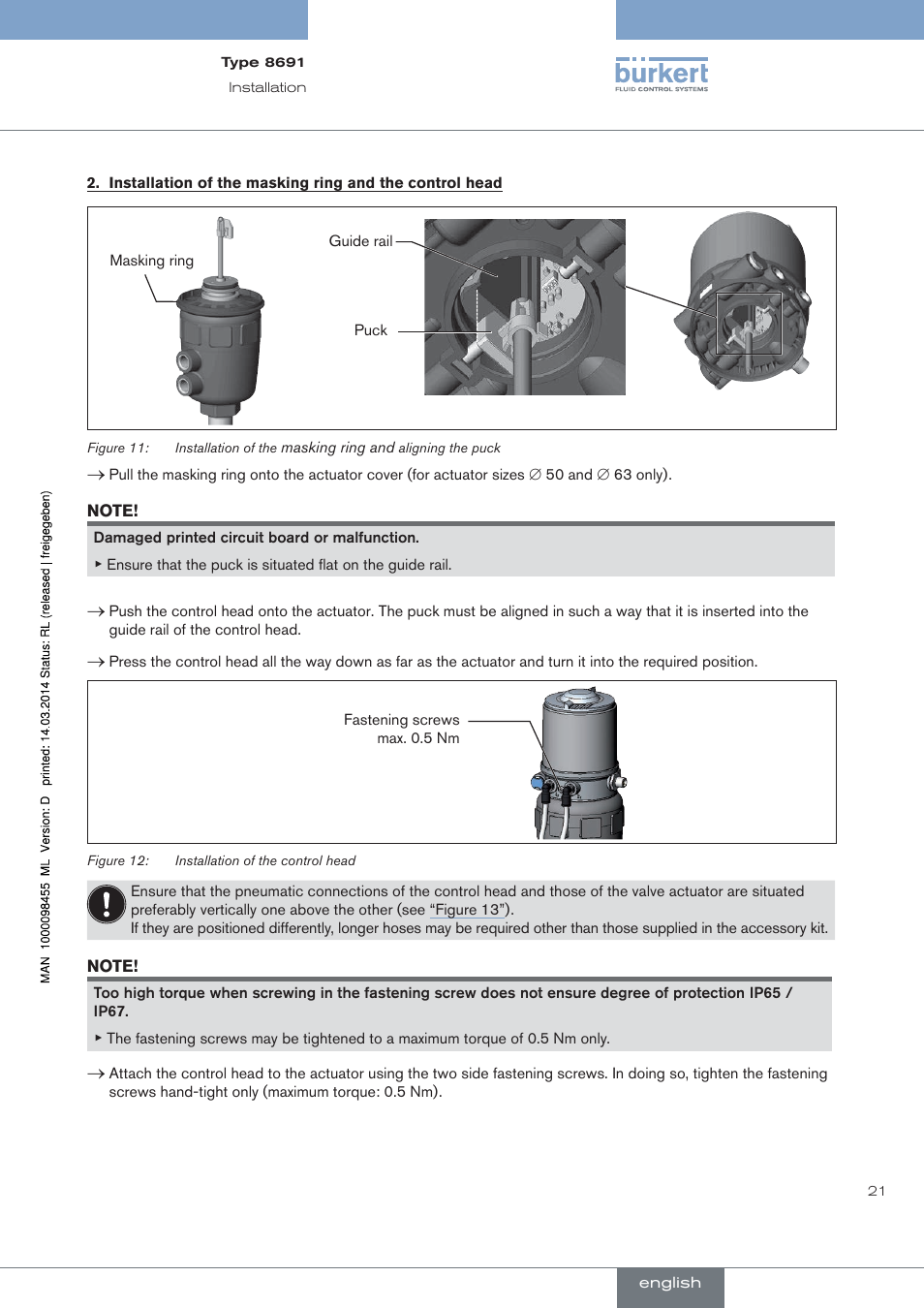 Burkert Type 8691 User Manual | Page 21 / 184