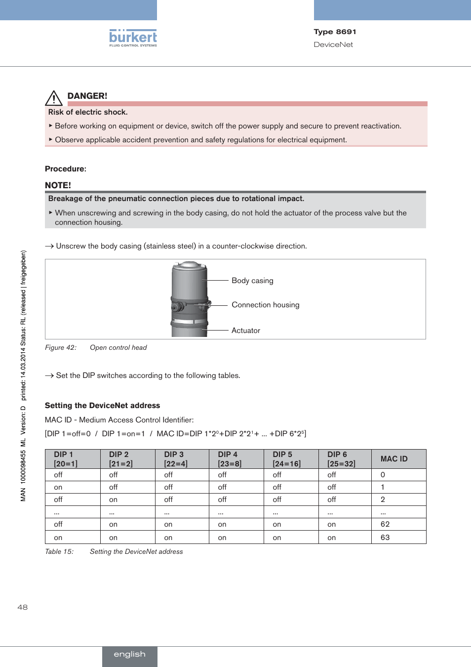 Burkert Type 8691 User Manual | Page 48 / 184