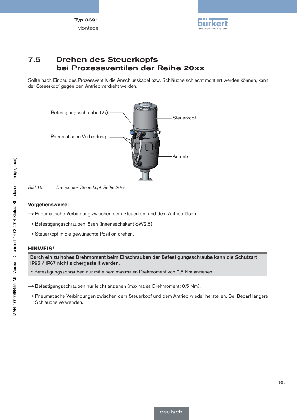 Burkert Type 8691 User Manual | Page 85 / 184