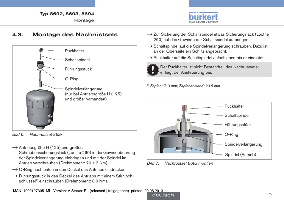 Montage des nachrüstsets | Burkert Type 8694 User Manual | Page 19 / 34