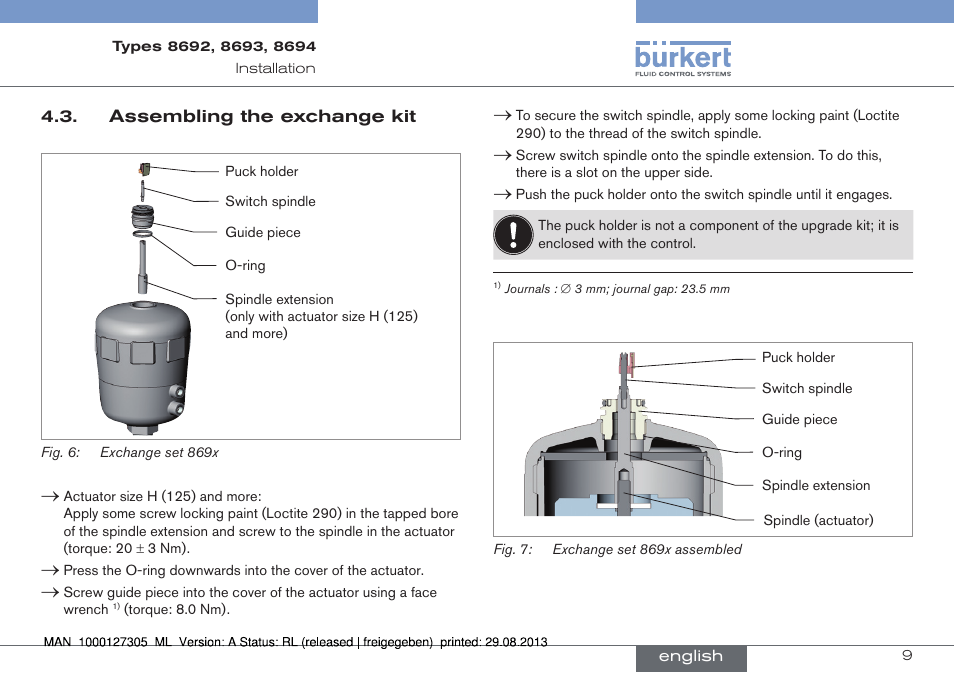 Assembling the exchange kit | Burkert Type 8694 User Manual | Page 9 / 34