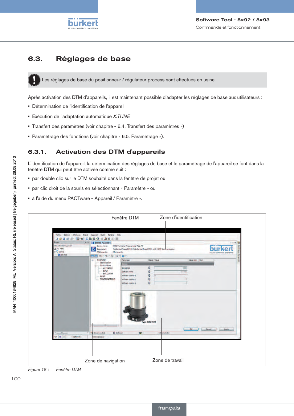 Réglages de base, Activation des dtm d'appareils | Burkert Type 8793 User Manual | Page 100 / 118