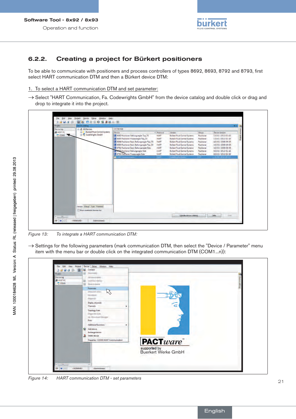 Creating a project for bürkert positioners | Burkert Type 8793 User Manual | Page 21 / 118