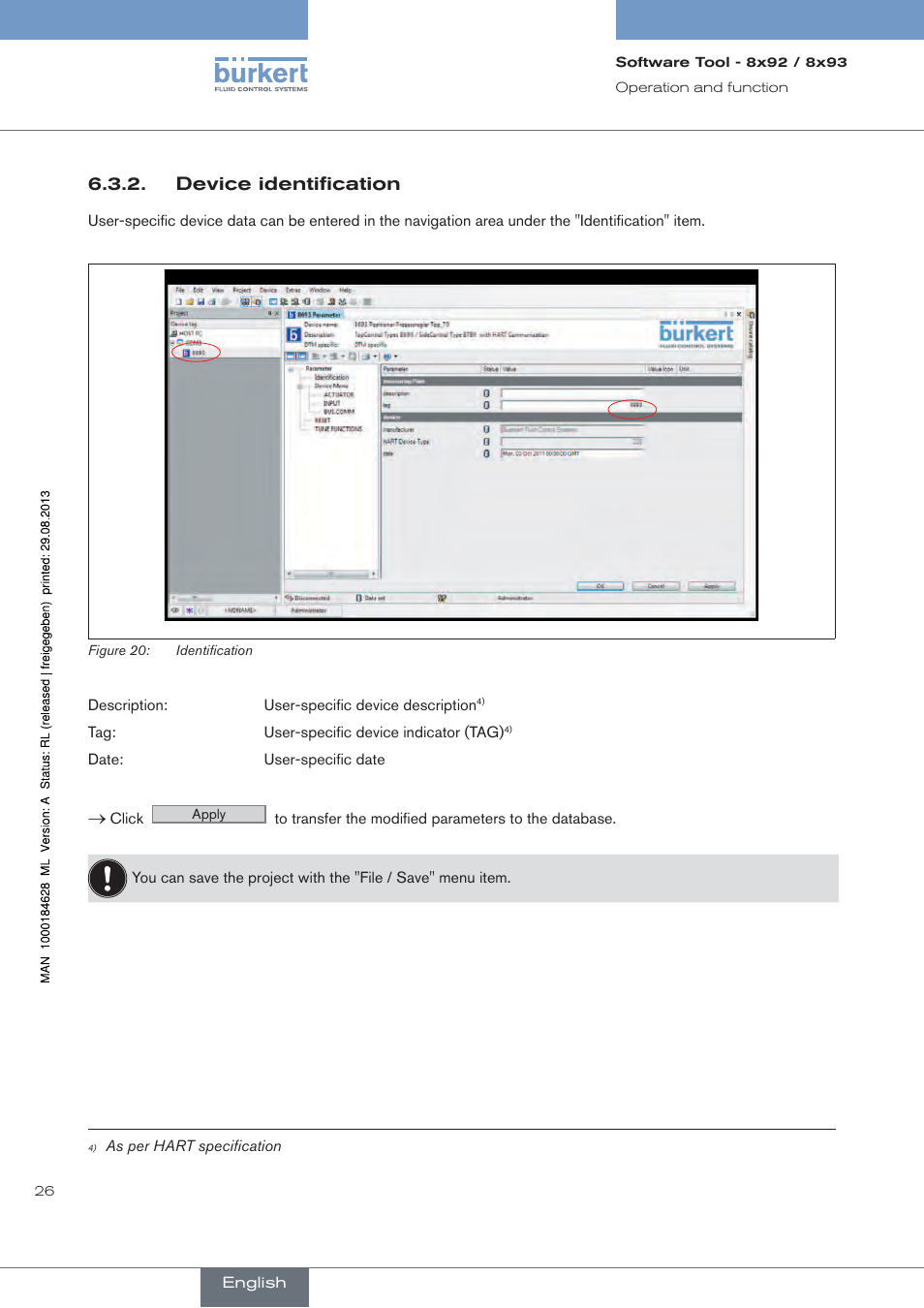 Device identification | Burkert Type 8793 User Manual | Page 26 / 118