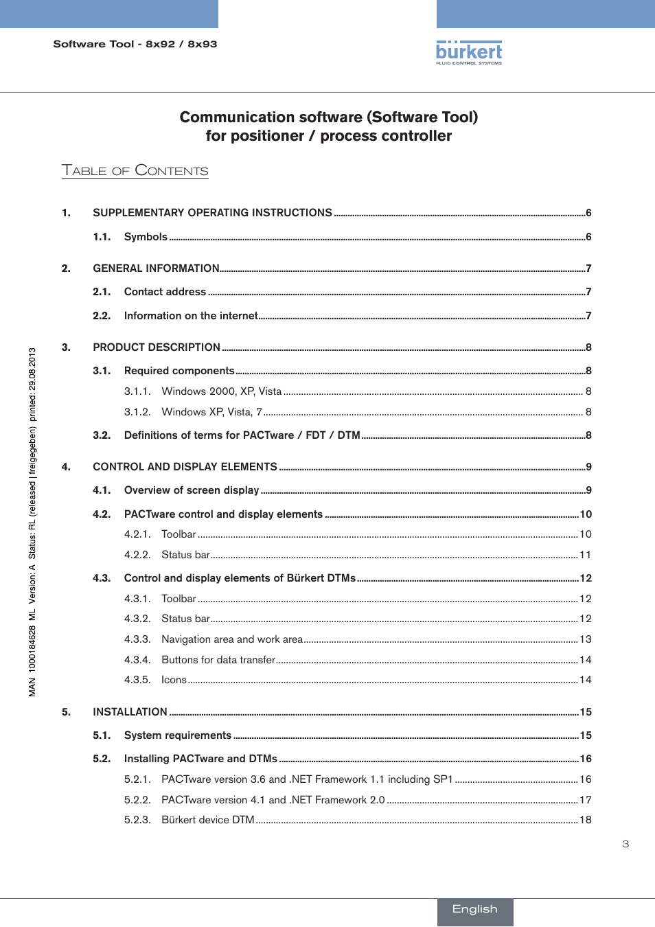 English | Burkert Type 8793 User Manual | Page 3 / 118