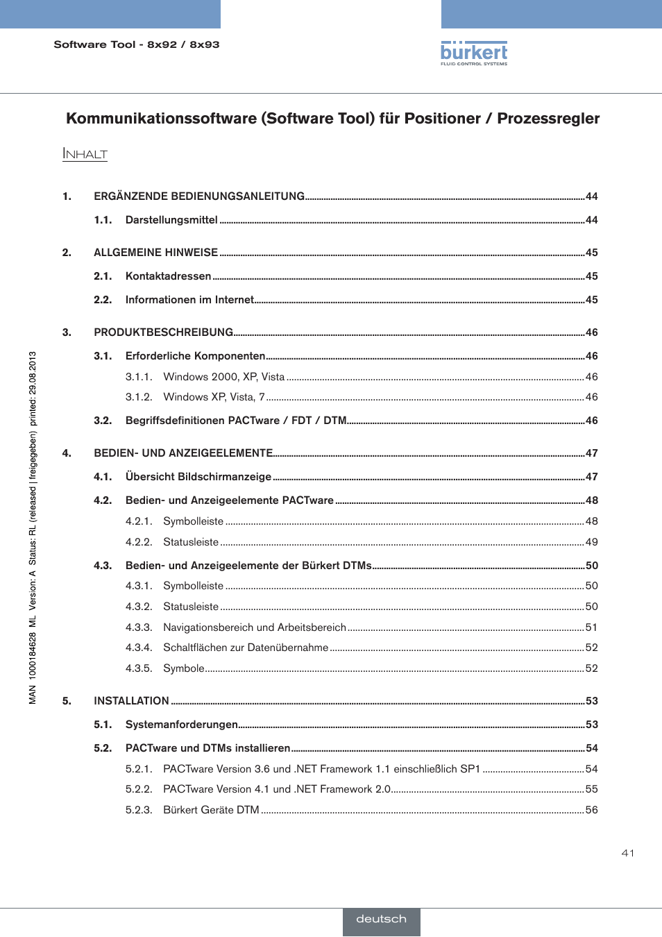 Deutsch | Burkert Type 8793 User Manual | Page 41 / 118