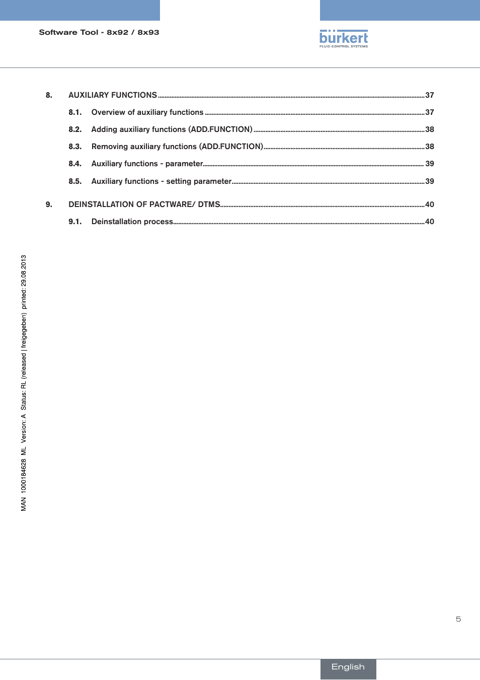 Burkert Type 8793 User Manual | Page 5 / 118