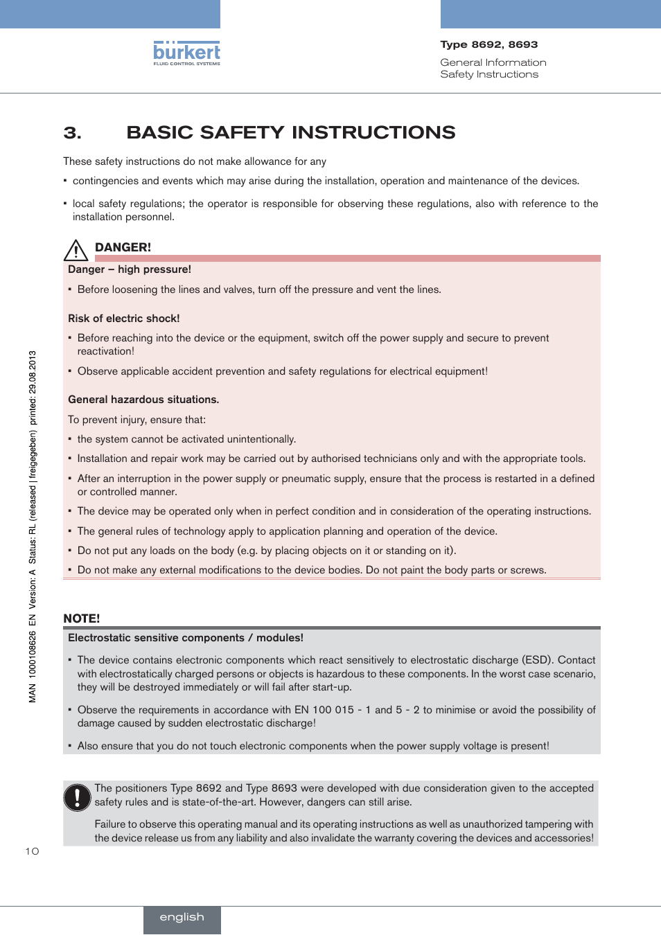Basic.safety.instructions, Basic safety instructions | Burkert Type 8693 User Manual | Page 10 / 260