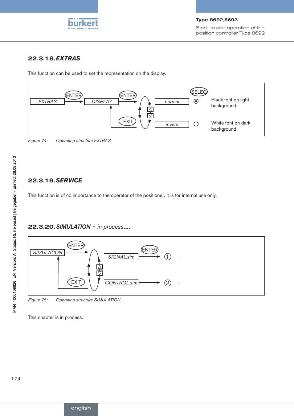 Extras, Service, Simulation | In process | Burkert Type 8693 User Manual | Page 124 / 260