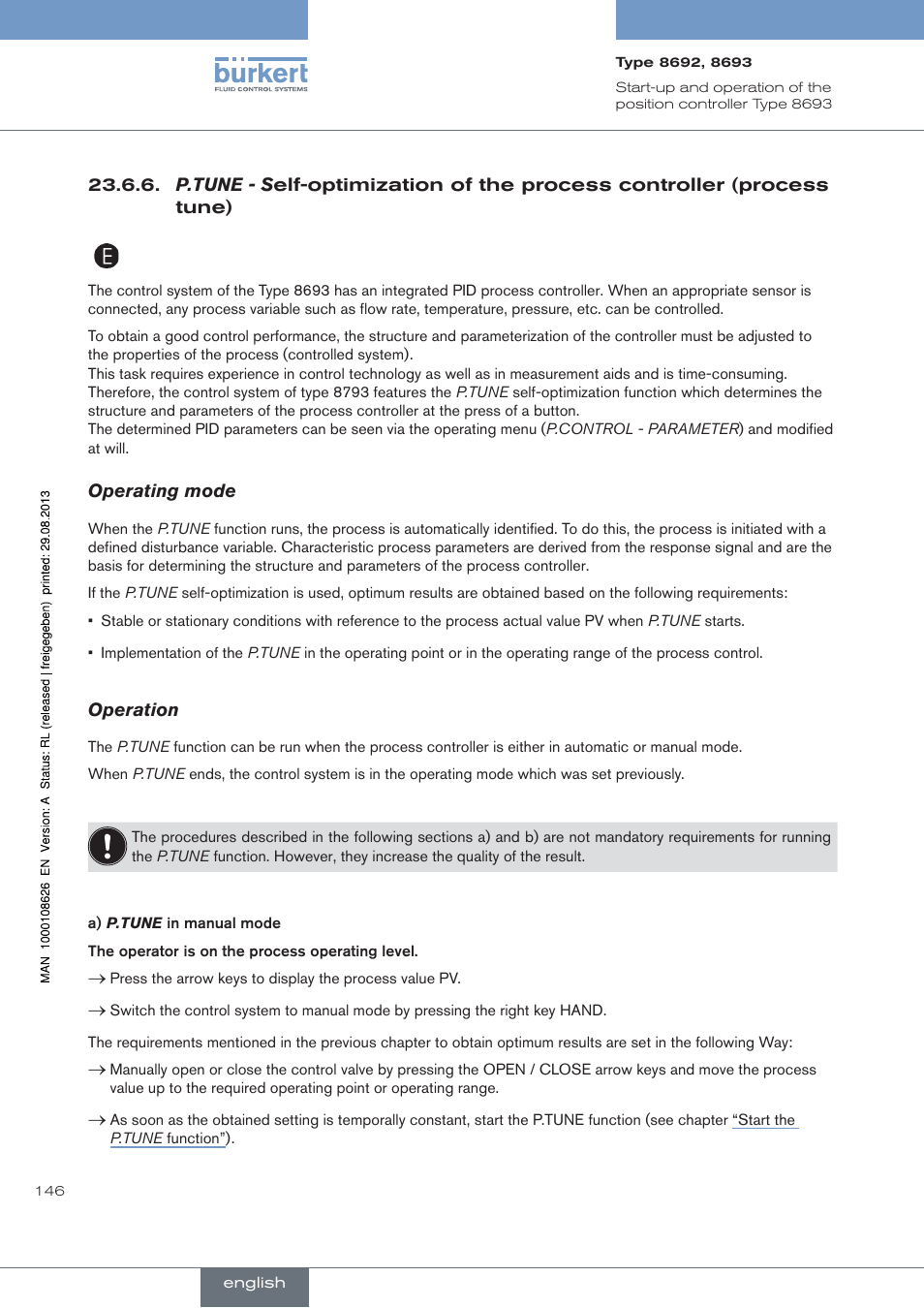 Operating mode, Operation | Burkert Type 8693 User Manual | Page 146 / 260