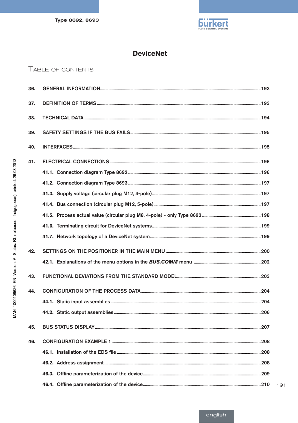 Devicenet, Devicenet t | Burkert Type 8693 User Manual | Page 191 / 260