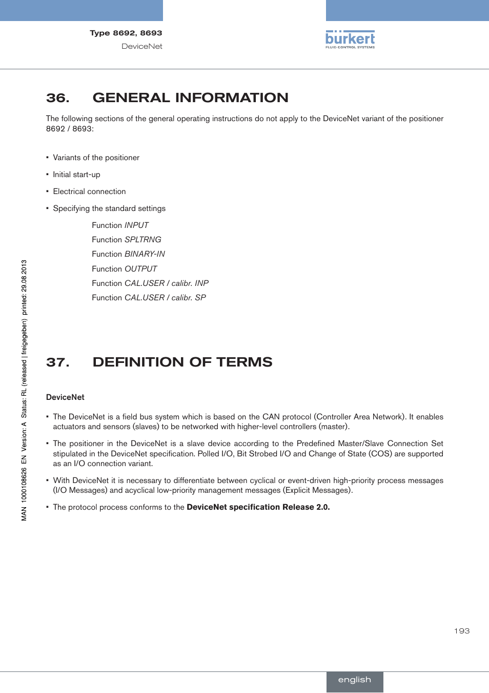 General.information, Definition.of.terms, General information | Definition of terms | Burkert Type 8693 User Manual | Page 193 / 260