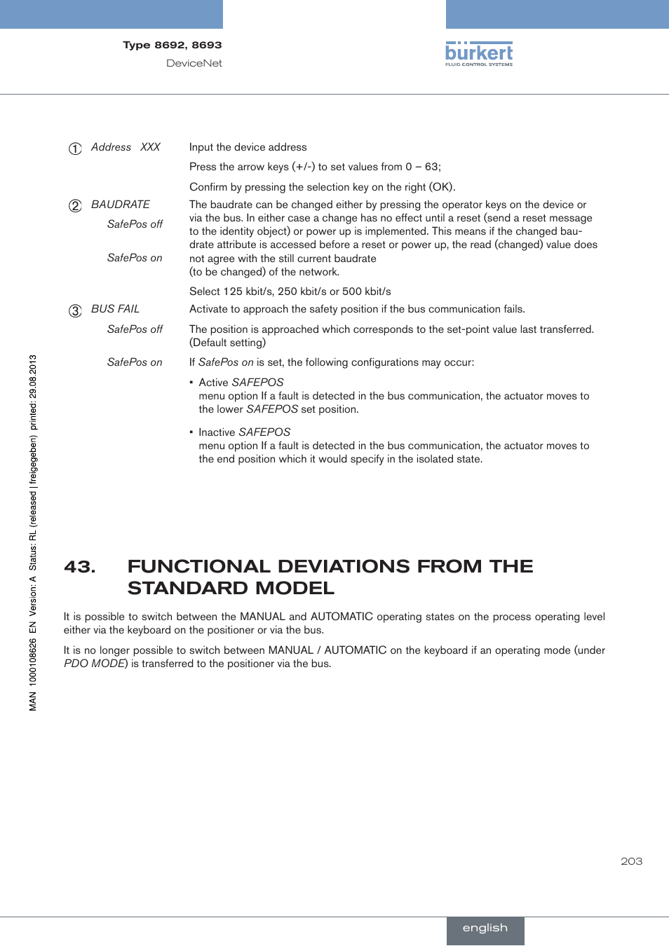 Functional.deviations.from.the.standard.model, Functional deviations from the standard model | Burkert Type 8693 User Manual | Page 203 / 260