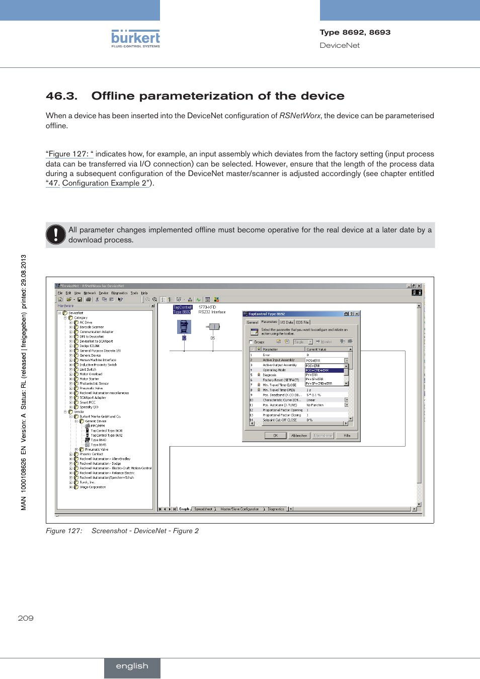 . offline.parameterization.of.the.device, Offline parameterization of the device | Burkert Type 8693 User Manual | Page 209 / 260