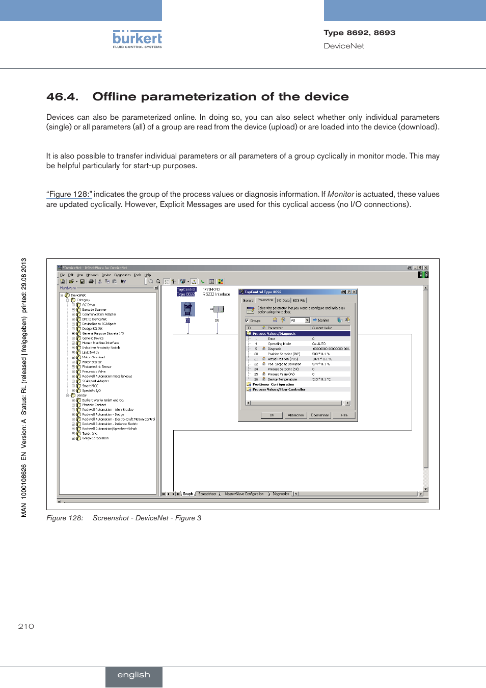 . offline.parameterization.of.the.device, Offline parameterization of the device | Burkert Type 8693 User Manual | Page 210 / 260