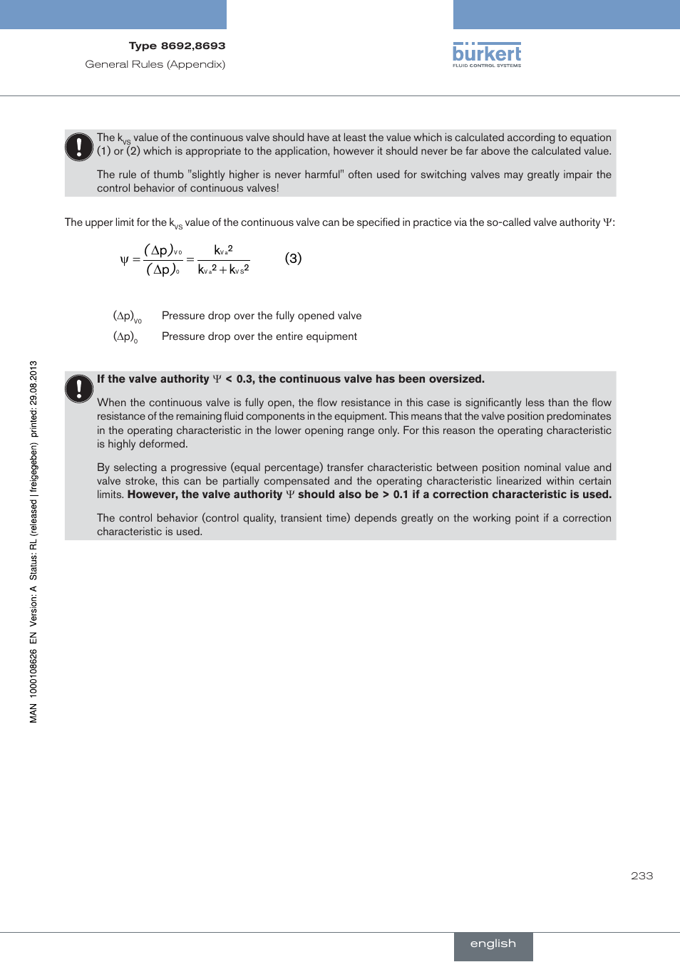 3) ² k ² k ² k p p, Ψ ) ( ) | Burkert Type 8693 User Manual | Page 233 / 260