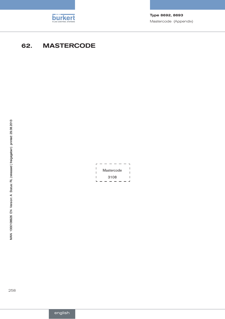 Mastercode | Burkert Type 8693 User Manual | Page 258 / 260