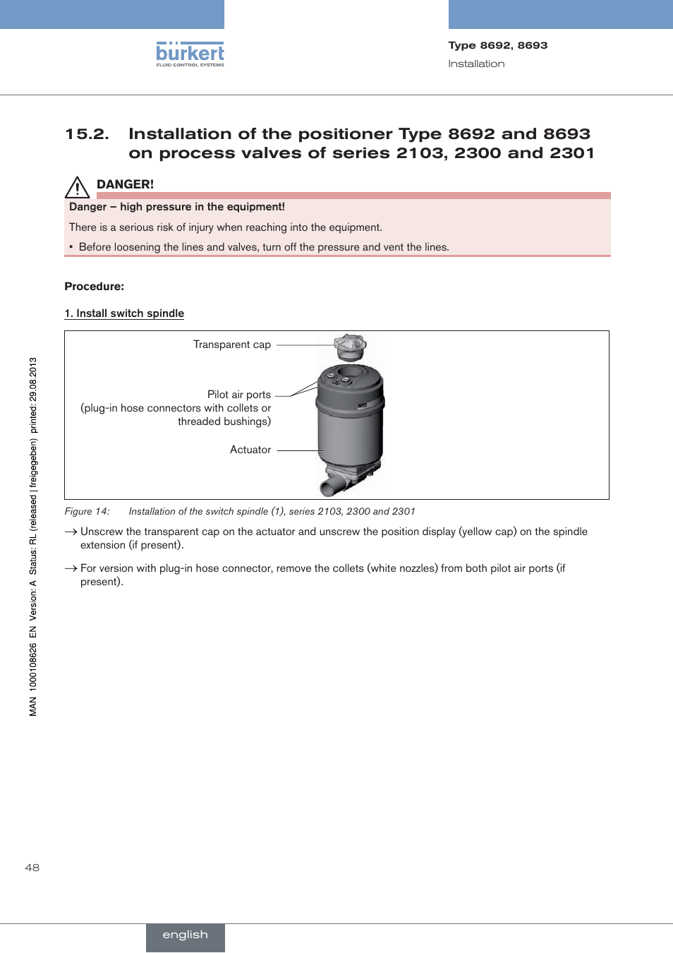 On.process.valves.of.series.2103,.2300.and.2301 | Burkert Type 8693 User Manual | Page 48 / 260