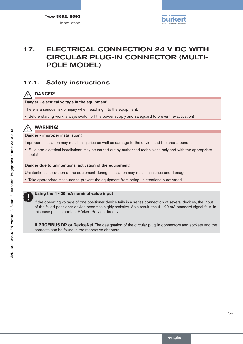 . safety.instructions, Safety instructions | Burkert Type 8693 User Manual | Page 59 / 260